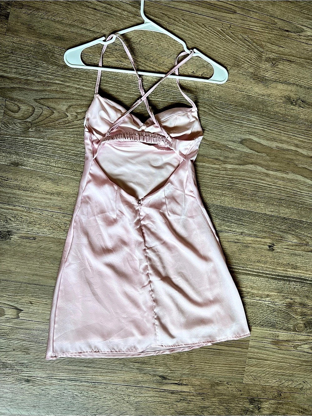 NWOT edikted Satin Mini Dress in baby pastel Pink slip